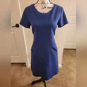 Banana Republic ~ Blue Short Sleeve Ponte Knit Dress w/Pockets